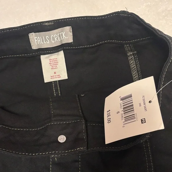 Falls Creek Black denim Skirt with Button Accents - Picture 2 of 6